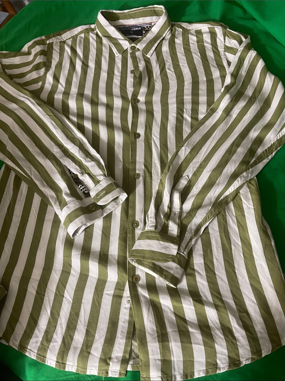 Reserved Olive Stripe Long-Sleeve Button-Down Shirt